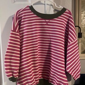 Pilcro Pink and White Knit Top